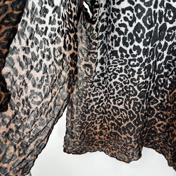 Womens Say What Open S/M Cardigan Kimono Wrap Lightweight Leopard Animal Boho - Picture 4 of 8